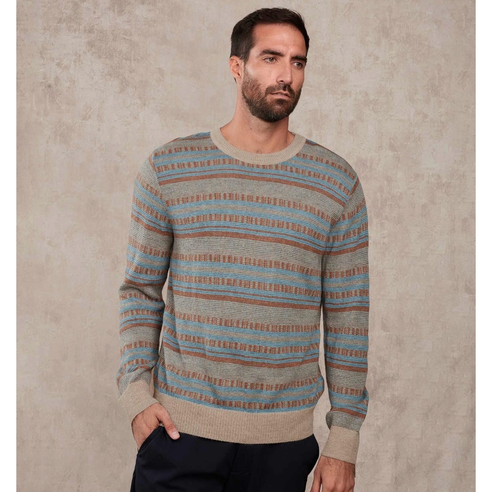 Sol Alpaca US Men's Classic Interlock Stripes Sweater Small